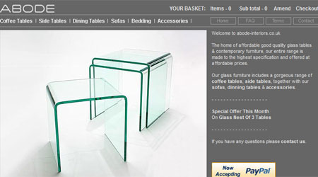 A screenshot of the Abode Interiors Website